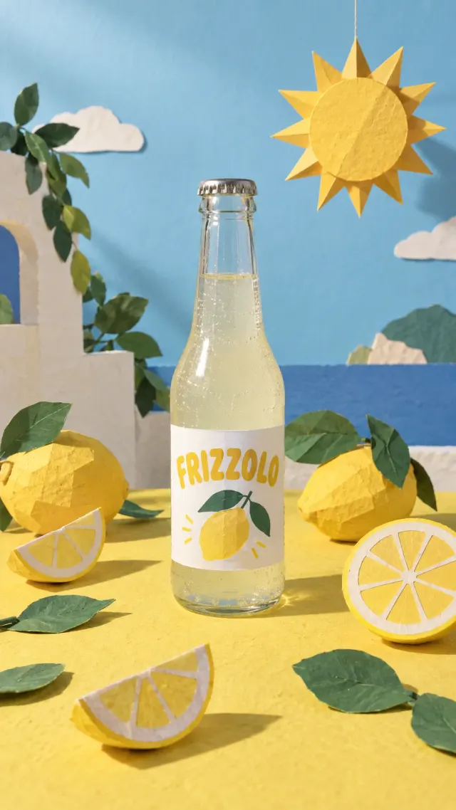 Limonade dans un décor de citrons en papier